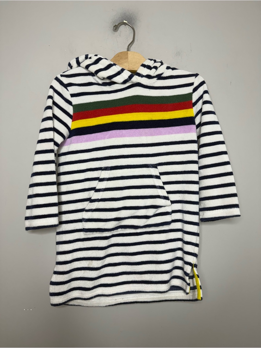 $26 ADD ON mini boden swim pullover rainbow navy blue stripe 5-6Y hanna zara